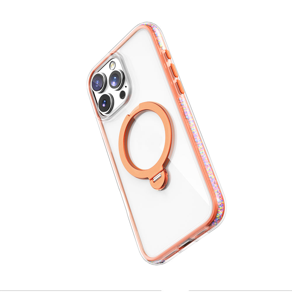 iPhone 16 Pro Kılıf M-safe Şarj Özellikli Raptic AirJoy Serisi Boncuk Tasarımlı 360 Derece Dönebilen Standlı Kapak