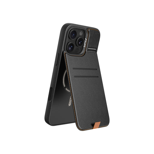iPhone 16 Pro Kılıf M-safe Şarj Özellikli Raptic Slim Wallet Serisi Deri Görünümlü Kartlıklı Standlı Kapak