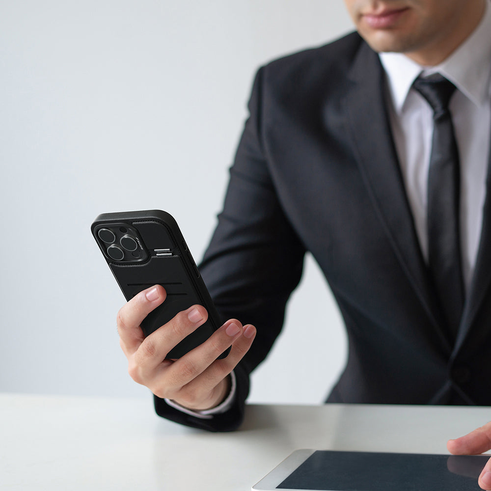iPhone 16 Pro Kılıf M-safe Şarj Özellikli Raptic Slim Wallet Serisi Deri Görünümlü Kartlıklı Standlı Kapak