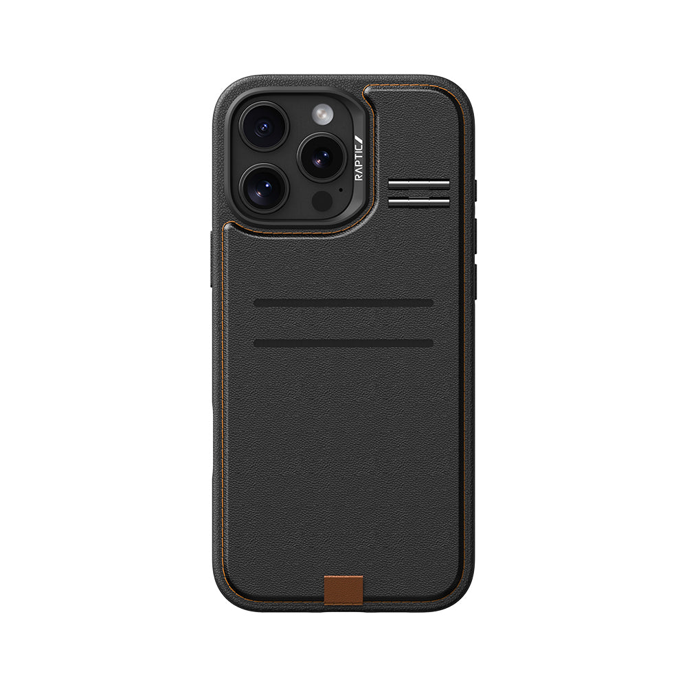 iPhone 16 Pro Kılıf M-safe Şarj Özellikli Raptic Slim Wallet Serisi Deri Görünümlü Kartlıklı Standlı Kapak