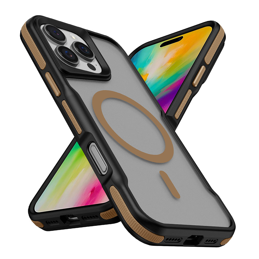 Apple iPhone 16 Pro Kılıf M-safe Şarj Özellikli Renkli Kenar Airbag Şeritli Zore Lamer Kapak
