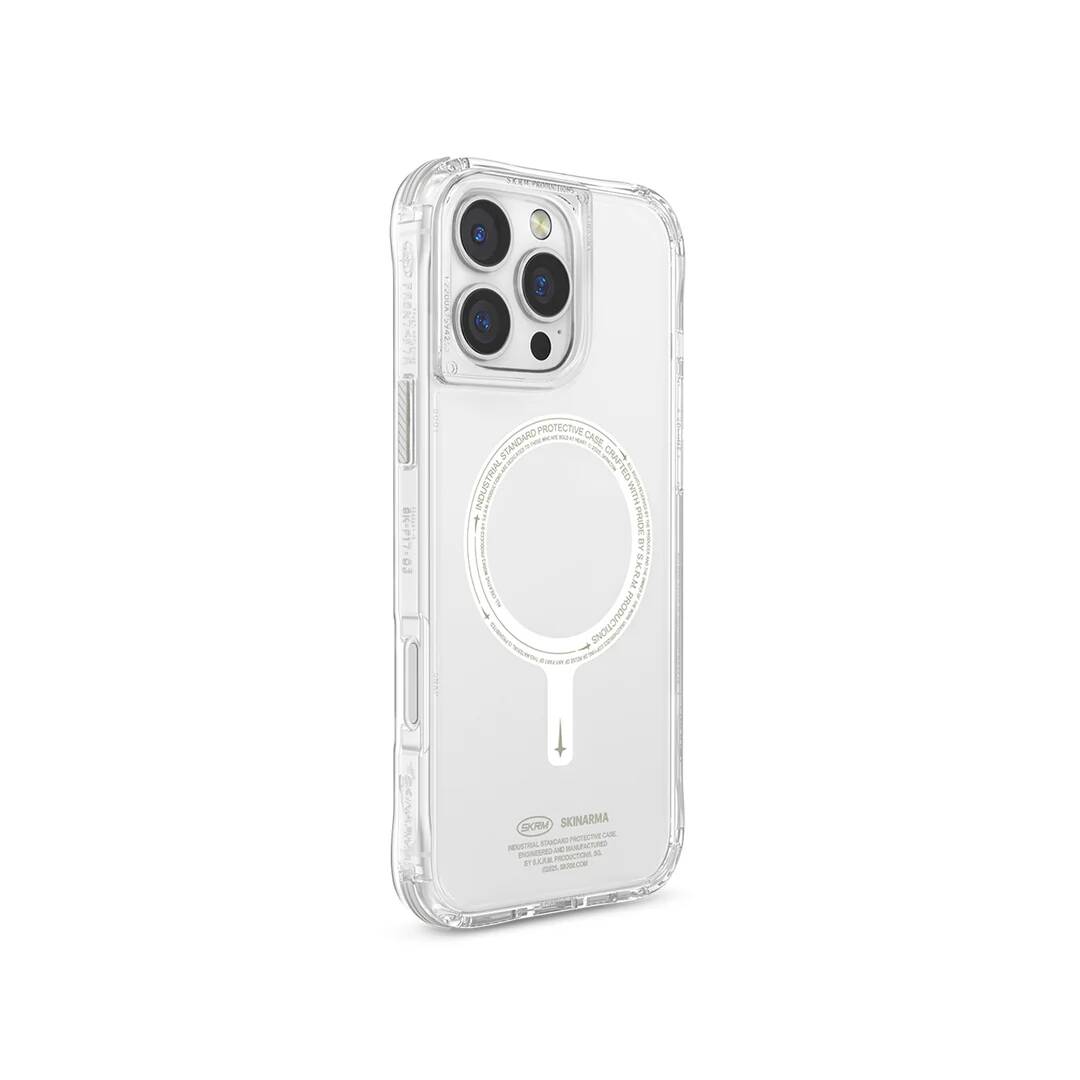 iPhone 16 Pro Kılıf M-safe Şarj Özellikli Şeffaf Airbag Tasarımlı Skinarma Saido Nightglow Kapak