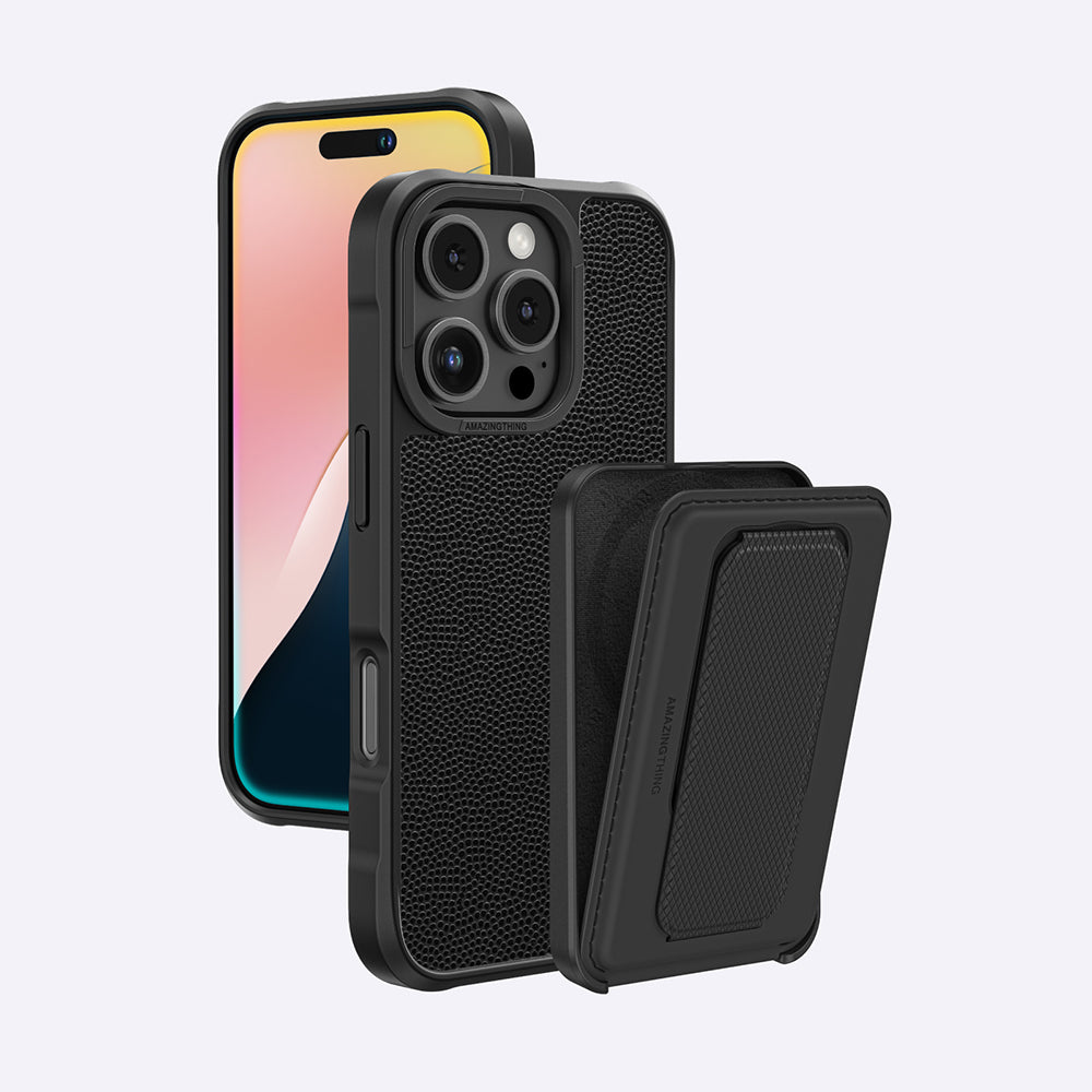 iPhone 16 Pro Kılıf M-safe Şarj Özellikli Standlı Kartlıklı Set Amazingthing Glamour Luxe Serisi Kapak