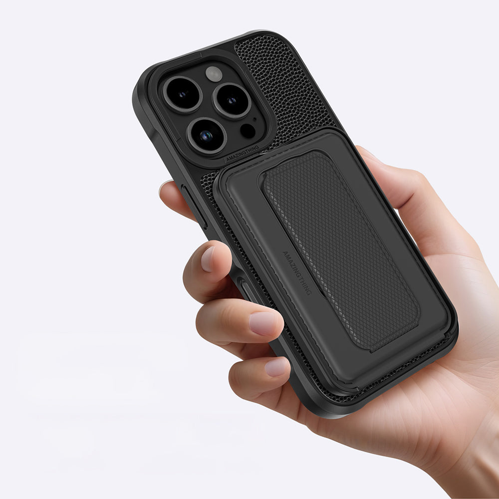 iPhone 16 Pro Kılıf M-safe Şarj Özellikli Standlı Kartlıklı Set Amazingthing Glamour Luxe Serisi Kapak