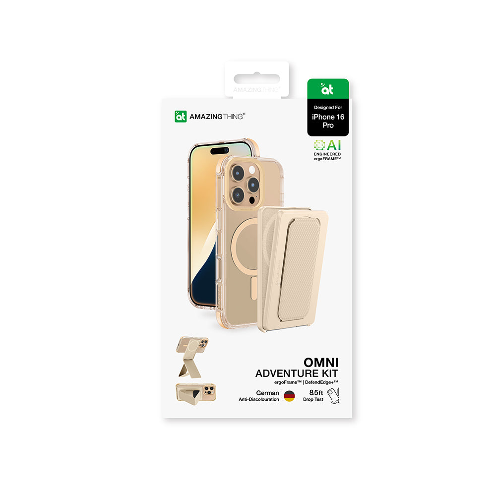 iPhone 16 Pro Kılıf M-safe Şarj Özellikli Standlı Set Amazingthing Omni Adventure Serisi Kapak