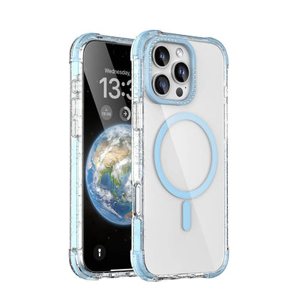 iPhone 16 Pro Kılıf M-safe Şarj Özellikli Taşlı ve Simli Tasarım Mutural Blink Kapak
