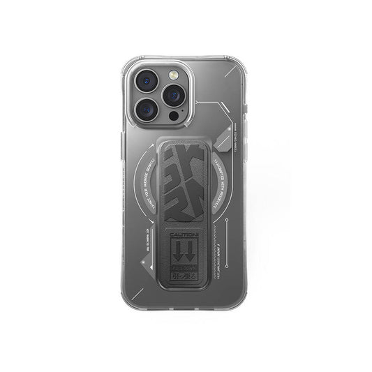 iPhone 16 Pro Kılıf M-safe Şarj Özellikli Teknoloji Desenli Standlı Skinarma Helio Kapak