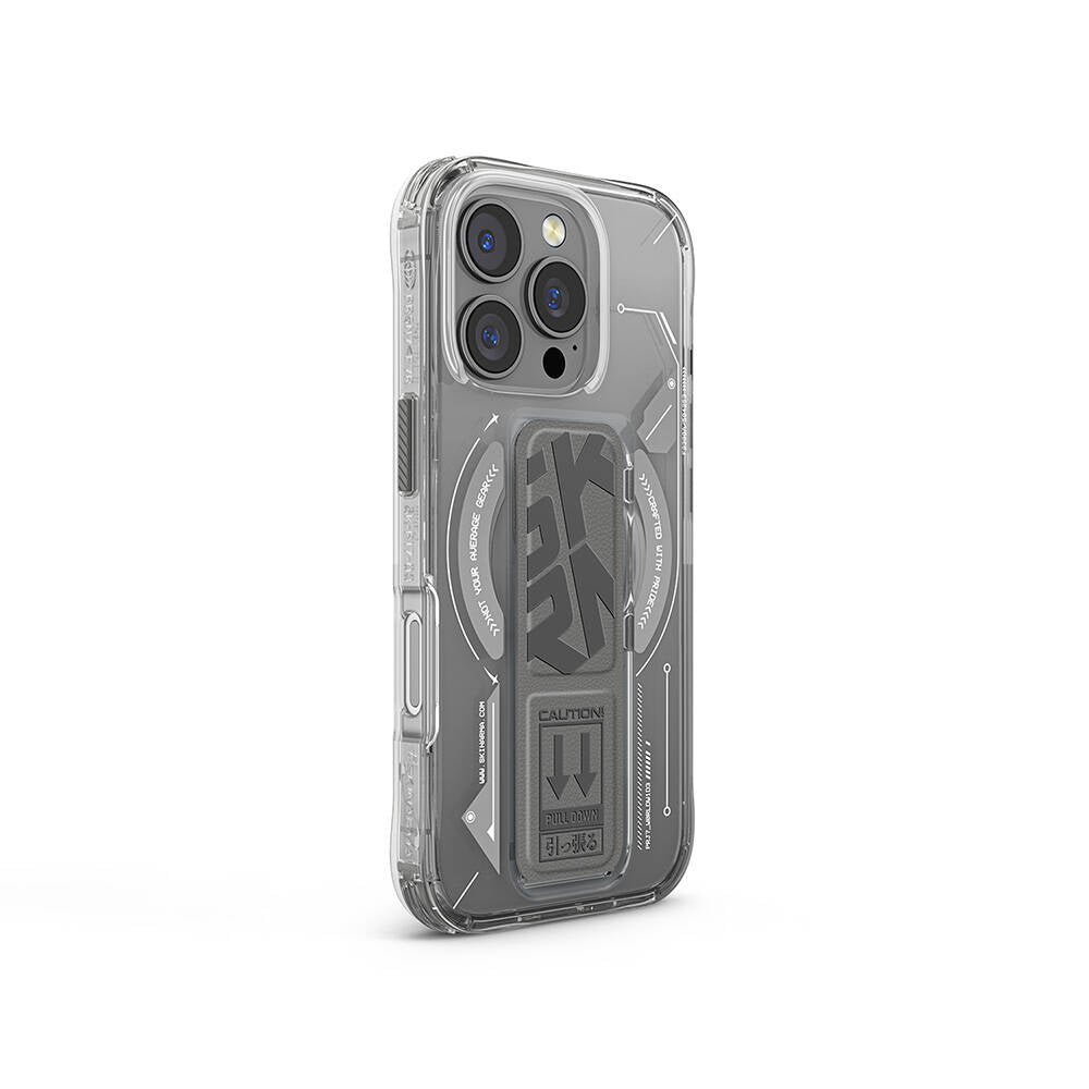 iPhone 16 Pro Kılıf M-safe Şarj Özellikli Teknoloji Desenli Standlı Skinarma Helio Kapak