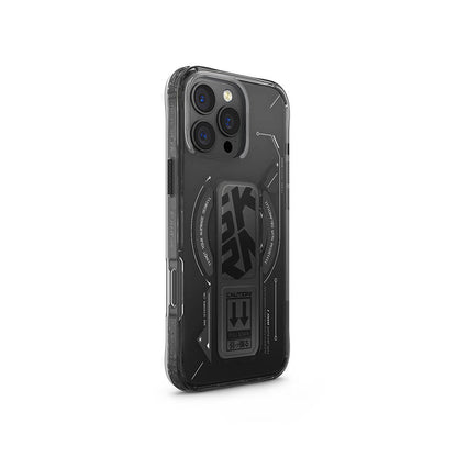iPhone 16 Pro Kılıf M-safe Şarj Özellikli Teknoloji Desenli Standlı Skinarma Helio Kapak