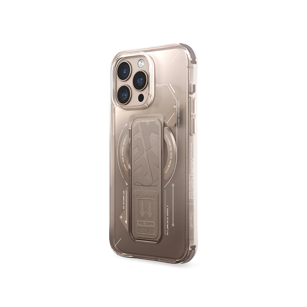 iPhone 16 Pro Kılıf M-safe Şarj Özellikli Teknoloji Desenli Standlı Skinarma Helio Kapak