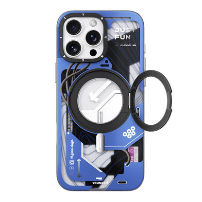 iPhone 16 Pro Kılıf M-safe Şarj Özellikli Youngkit 360° Standlı Starship Serisi Kapak