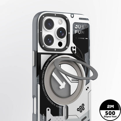 iPhone 16 Pro Kılıf M-safe Şarj Özellikli Youngkit 360° Standlı Starship Serisi Kapak