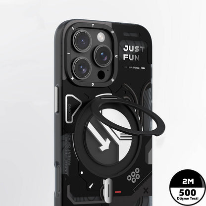 iPhone 16 Pro Kılıf M-safe Şarj Özellikli Youngkit 360° Standlı Starship Serisi Kapak