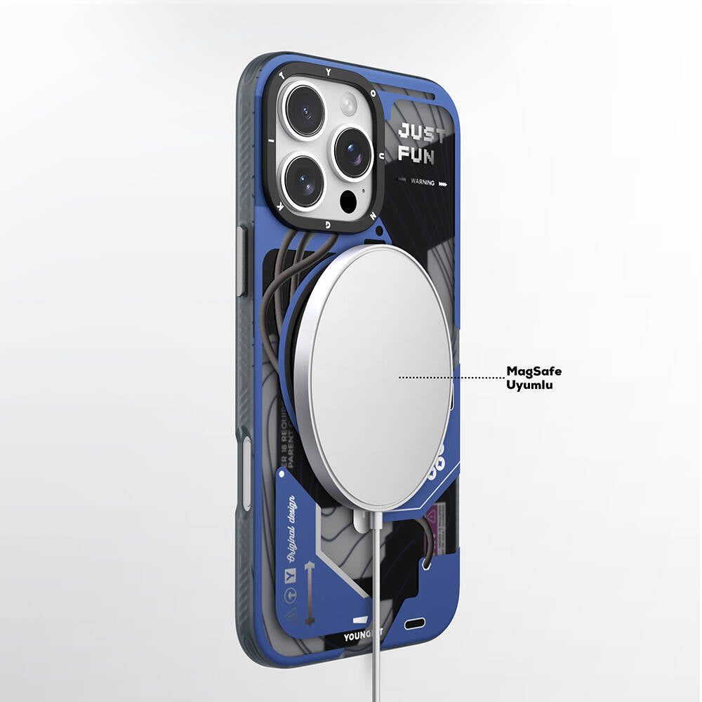 iPhone 16 Pro Kılıf M-safe Şarj Özellikli Youngkit 360° Standlı Starship Serisi Kapak
