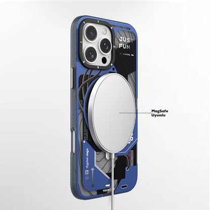 iPhone 16 Pro Kılıf M-safe Şarj Özellikli Youngkit 360° Standlı Starship Serisi Kapak