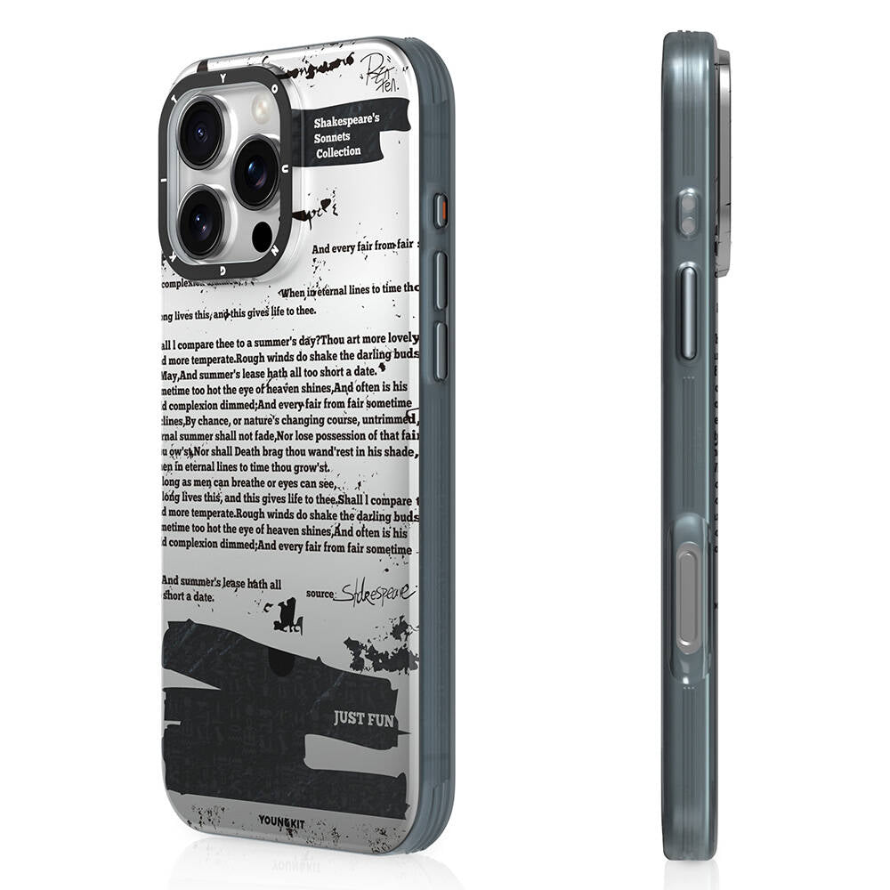 iPhone 16 Pro Kılıf M-safe Şarj Özellikli Youngkit Literary Serisi Shakespeare Kapak