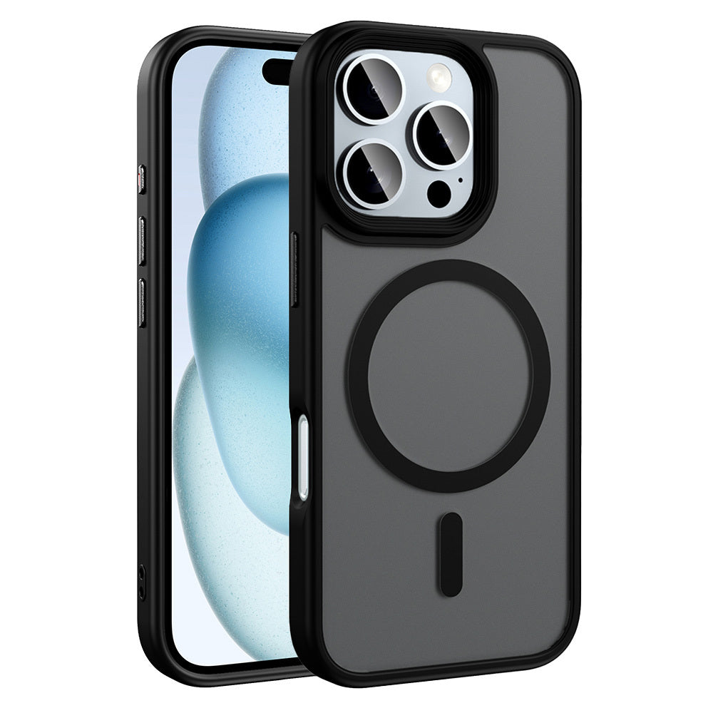 Apple iPhone 16 Pro Kılıf Mat Arka Yüzey Wireless Şarj Özellikli Zore Flet M-safe Kapak