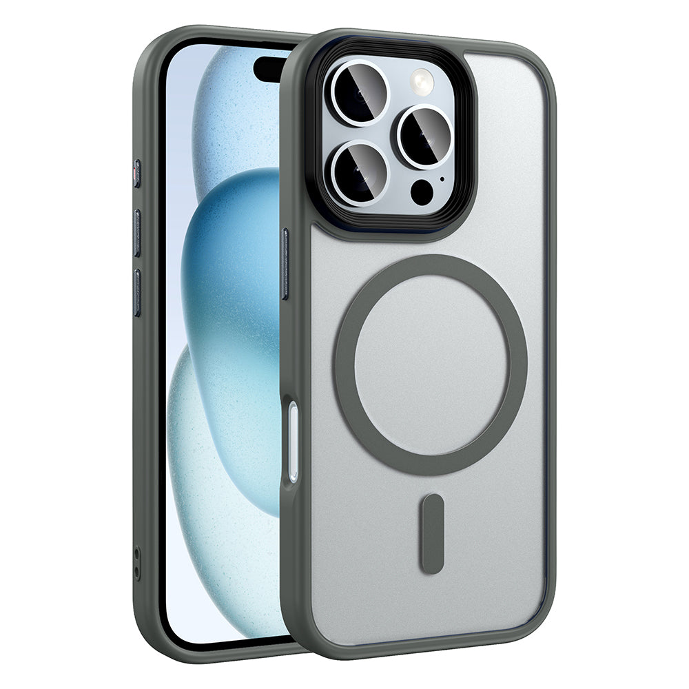 Apple iPhone 16 Pro Kılıf Mat Arka Yüzey Wireless Şarj Özellikli Zore Flet M-safe Kapak