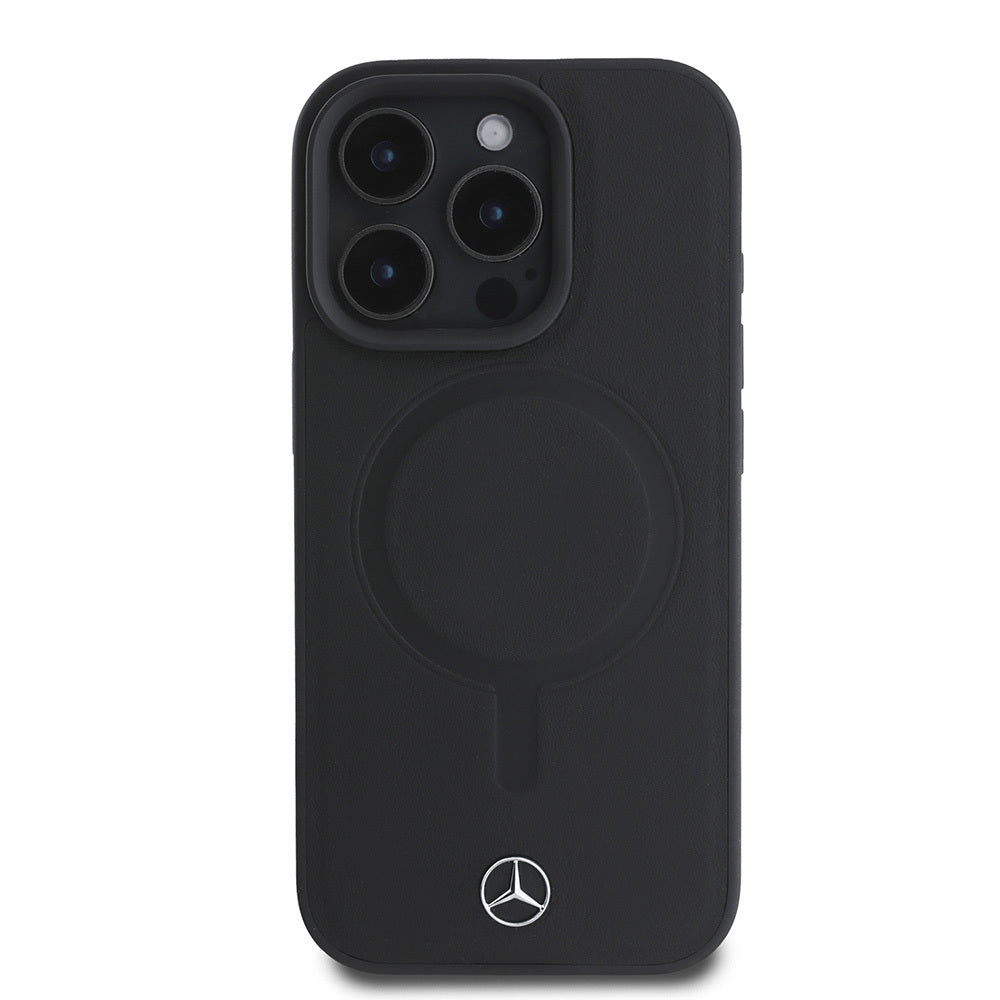 iPhone 16 Pro Kılıf Mercedes Benz M-safe Şarj Özellikli Yumuşak Deri Orjinal Lisanslı Kapak