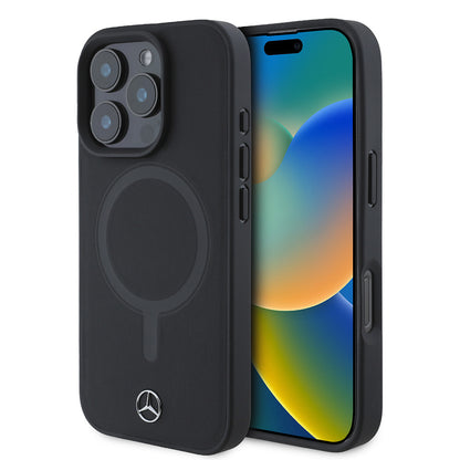 iPhone 16 Pro Kılıf Mercedes Benz M-safe Şarj Özellikli Yumuşak Deri Orjinal Lisanslı Kapak