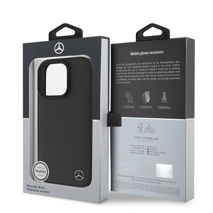 iPhone 16 Pro Kılıf Mercedes Benz Orjinal Lisanslı M-safe Şarj Özellikli 3D Metal Logolu Wood Imitation Deri Kapak