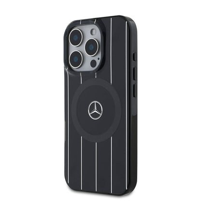 iPhone 16 Pro Kılıf Mercedes Benz Orjinal Lisanslı M-safe Şarj Özellikli Çift Katmanlı Paralel Çizgi Desenli Kapak
