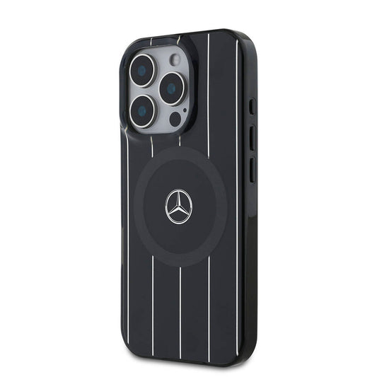 iPhone 16 Pro Kılıf Mercedes Benz Orjinal Lisanslı M-safe Şarj Özellikli Çift Katmanlı Paralel Çizgi Desenli Kapak