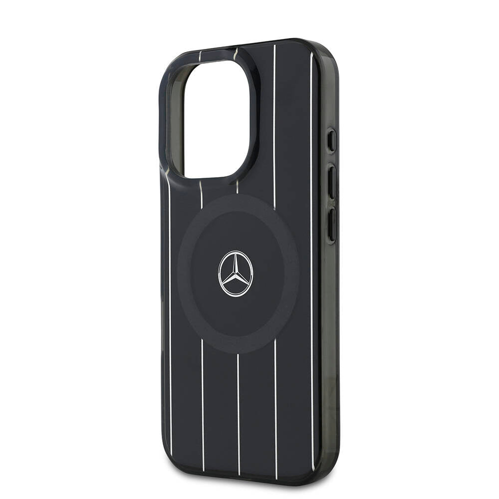 iPhone 16 Pro Kılıf Mercedes Benz Orjinal Lisanslı M-safe Şarj Özellikli Çift Katmanlı Paralel Çizgi Desenli Kapak