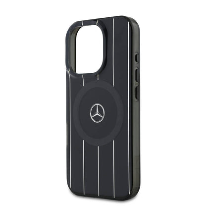 iPhone 16 Pro Kılıf Mercedes Benz Orjinal Lisanslı M-safe Şarj Özellikli Çift Katmanlı Paralel Çizgi Desenli Kapak