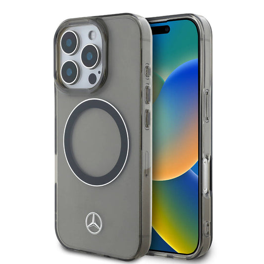 iPhone 16 Pro Kılıf Mercedes Benz Orjinal Lisanslı M-safe Şarj Özellikli Saydam Yüzey Silver Ring Kapak