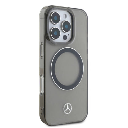 iPhone 16 Pro Kılıf Mercedes Benz Orjinal Lisanslı M-safe Şarj Özellikli Saydam Yüzey Silver Ring Kapak