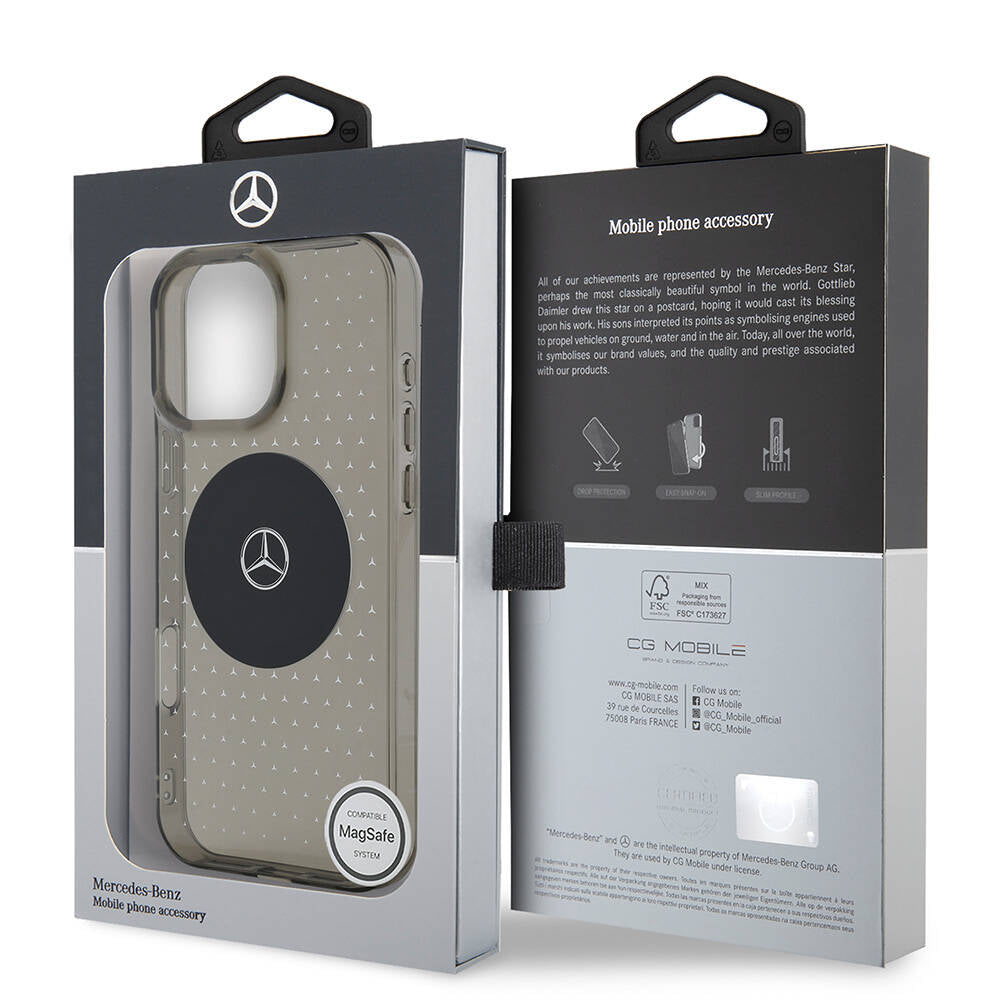 iPhone 16 Pro Kılıf Mercedes Benz Orjinal Lisanslı M-safe Şarj Özellikli Yıldız Desenli Transparan Kapak