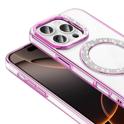 Apple iPhone 16 Pro Kılıf Pırlanta Taş Tasarımlı M-safe Şarj Özellikli Zore Karetta Silikon Kapak