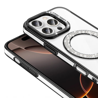 Apple iPhone 16 Pro Kılıf Pırlanta Taş Tasarımlı M-safe Şarj Özellikli Zore Karetta Silikon Kapak