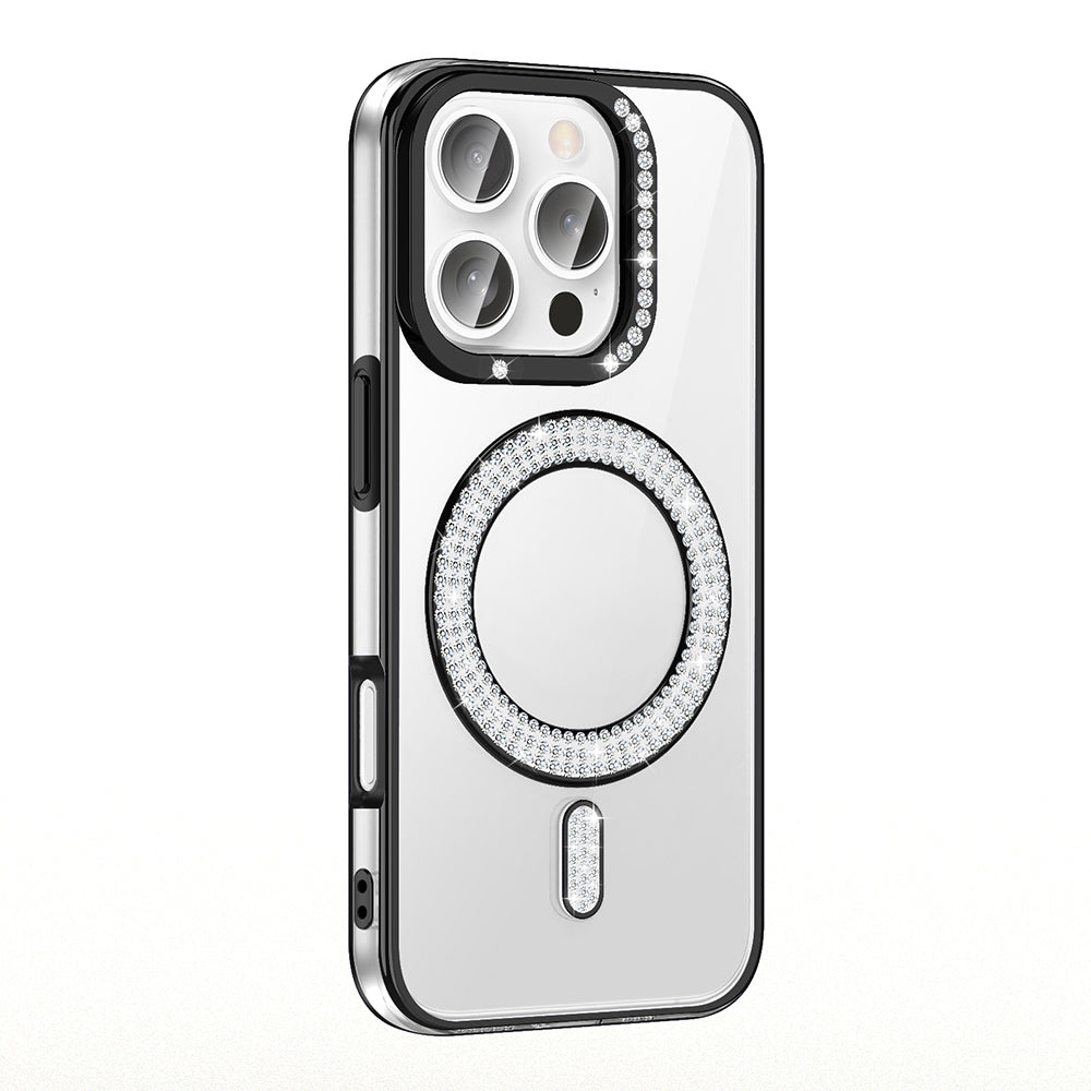 Apple iPhone 16 Pro Kılıf Pırlanta Taş Tasarımlı M-safe Şarj Özellikli Zore Karetta Silikon Kapak
