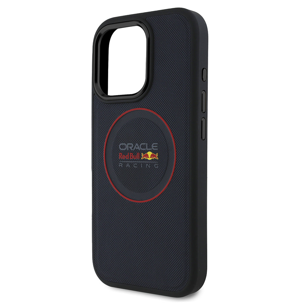 iPhone 16 Pro Kılıf Redbull Orjinal Lisanslı M-safe Şarj Özellikli Kırmızı Halka ve Logo Kabartmalı PU Deri Kapak