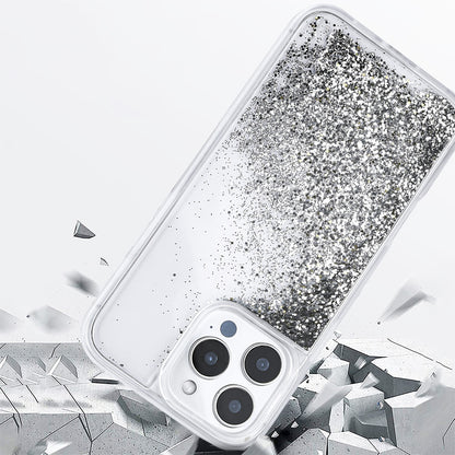 Apple iPhone 16 Pro Kılıf Sıvılı Simli Şeffaf Arka Yüzey Zore Keto Silikon Kapak