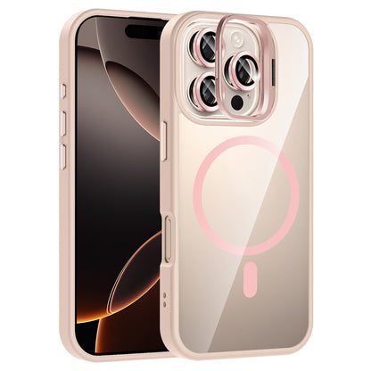 Apple iPhone 16 Pro Kılıf Standlı ve Kamera Lens Hediyeli M-Safe Şarj Özellikli Zore Etro Kapak