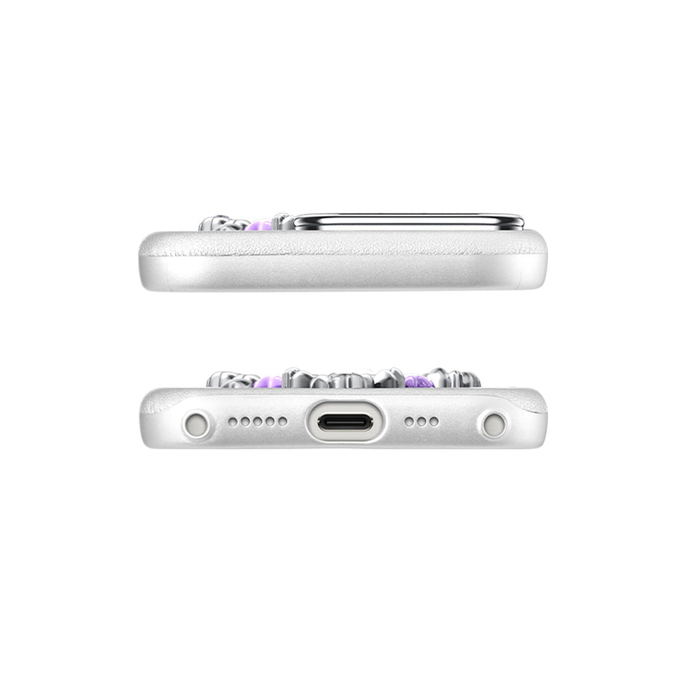 iPhone 16 Pro Kılıf Taşlı Kalp Tasarımlı Pynana Mirror Serisi Kapak