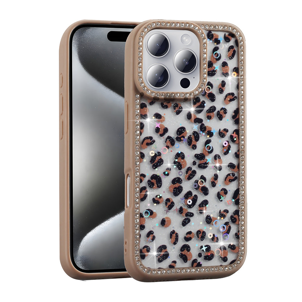 Apple iPhone 16 Pro Kılıf Taşlı ve Simli Tasarım Zore Azra Kapak