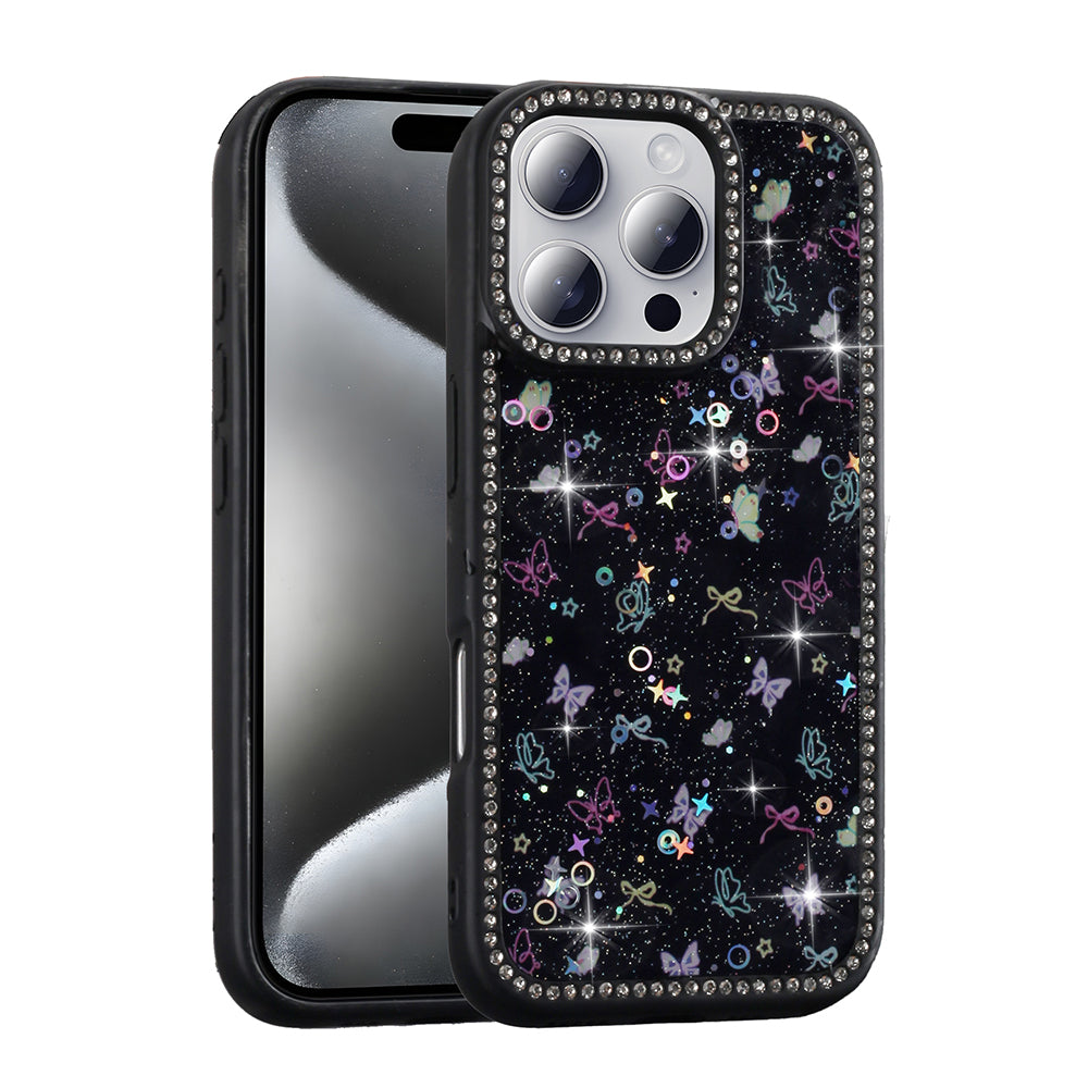 Apple iPhone 16 Pro Kılıf Taşlı ve Simli Tasarım Zore Azra Kapak
