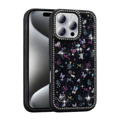 Apple iPhone 16 Pro Kılıf Taşlı ve Simli Tasarım Zore Azra Kapak