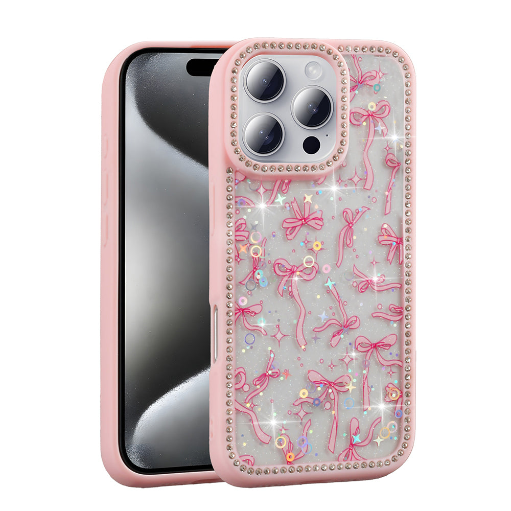 Apple iPhone 16 Pro Kılıf Taşlı ve Simli Tasarım Zore Azra Kapak