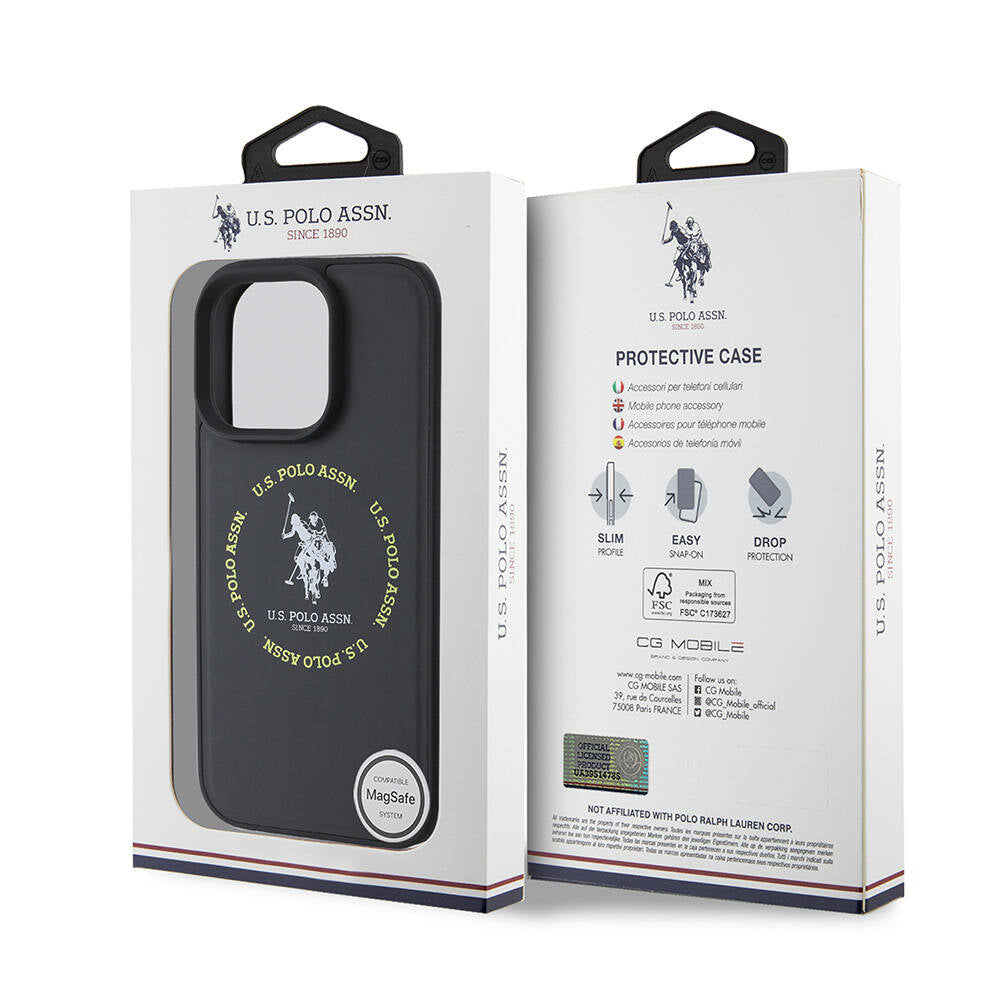 iPhone 16 Pro Kılıf U.S. Polo Assn. Orjinal Lisanslı M-safe Şarj Özellikli Circle ve Double Horse Logolu Deri Kapak