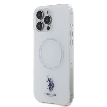 iPhone 16 Pro Kılıf U.S. Polo Assn. Orjinal Lisanslı M-safe Şarj Özellikli IML Double Horse Logolu Ring Kapak