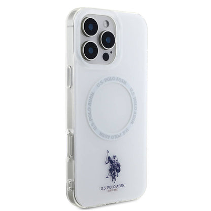 iPhone 16 Pro Kılıf U.S. Polo Assn. Orjinal Lisanslı M-safe Şarj Özellikli IML Double Horse Logolu Ring Kapak