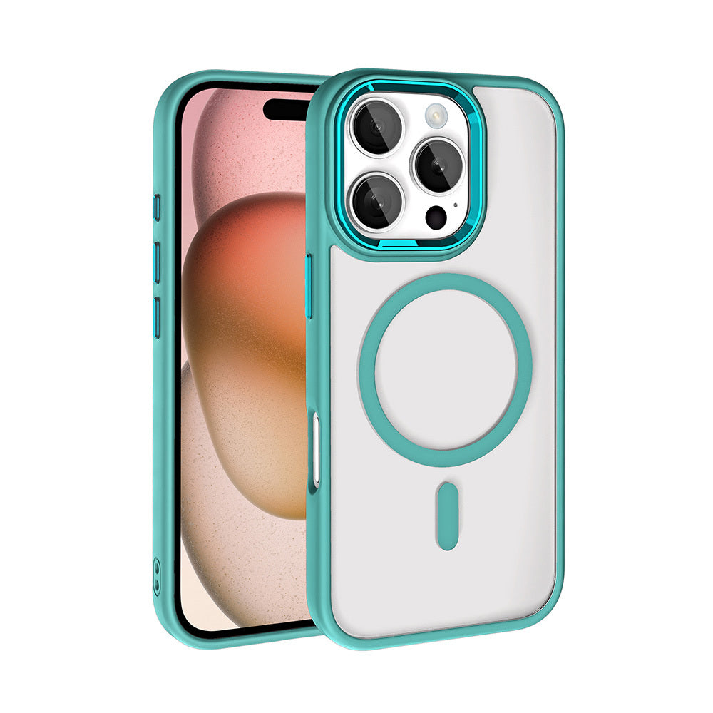 Apple iPhone 16 Pro Kılıf Wireless Şarj Özellikli Zore Krom M-safe Silikon Kapak