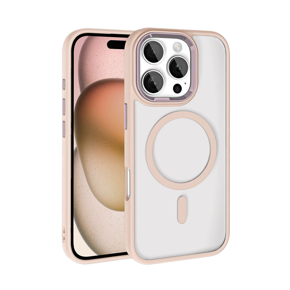 Apple iPhone 16 Pro Kılıf Wireless Şarj Özellikli Zore Krom M-safe Silikon Kapak