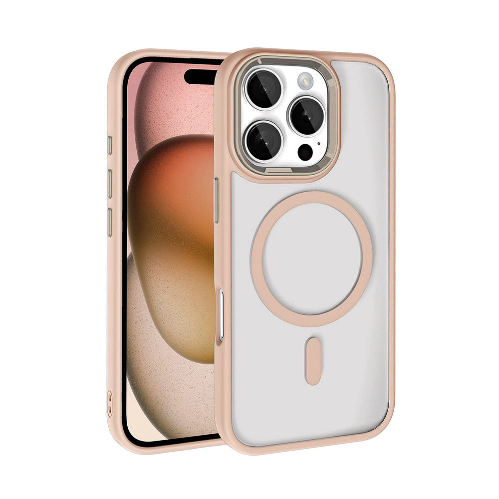 Apple iPhone 16 Pro Kılıf Wireless Şarj Özellikli Zore Krom M-safe Silikon Kapak