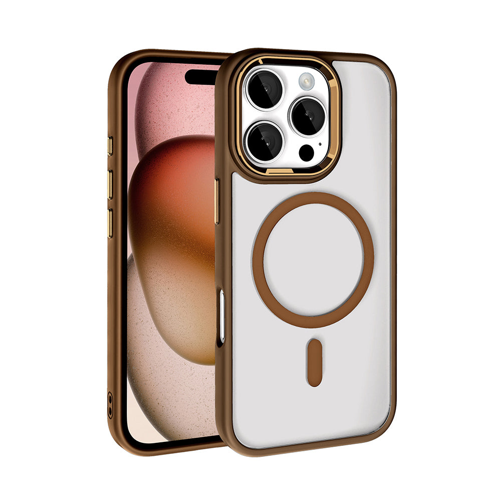 Apple iPhone 16 Pro Kılıf Wireless Şarj Özellikli Zore Krom M-safe Silikon Kapak